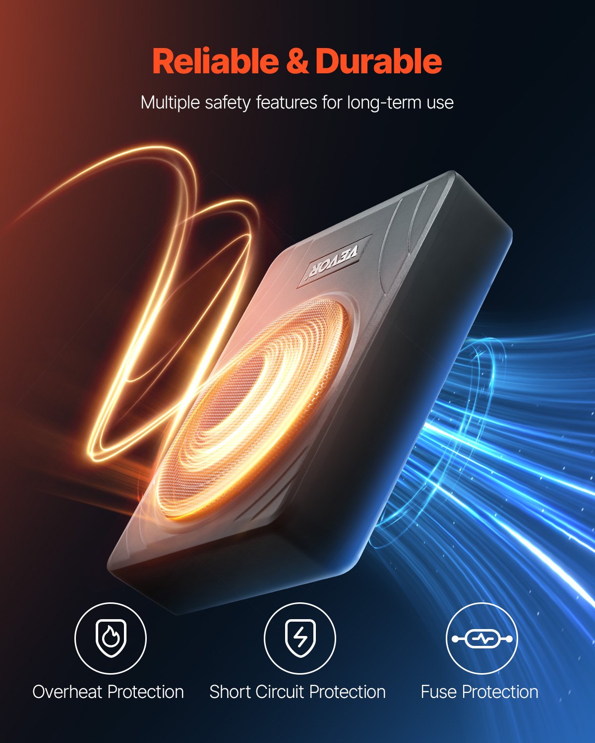 8" 300W subwoofer för undersätet, smala, drivna subwoofers för bil under sätet, inbyggd lågprofilsubwooferförstärkare, hög-/lågnivåingång och volymkontroll för stadsjeepar, bil, lastbil, husbil