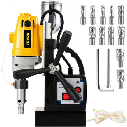 MD40 38,1 mm elektrisk magnetborrpress Borrmaskin med 11 delar HSS-skärsats Precisionsringformad skärsats Kompakt omkopplingsbar Evolution 1100W magnetkraft