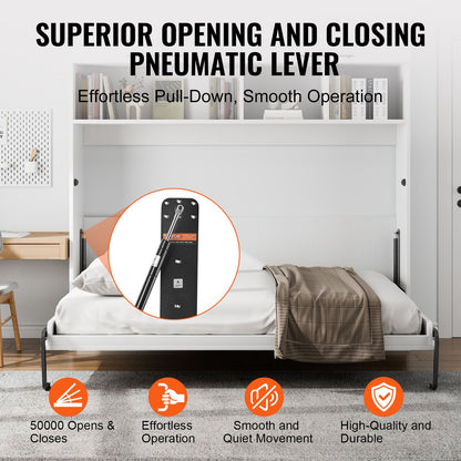 Murphy-sängkit, dubbelstorlek, lyxig gör-det-själv-väggsängs mekanisk hårdvara, pneumatisk spak, kraftig sängramsstöd, fällbart skåp för väggsäng, platsbesparande design för gästrum, enkel att bygga