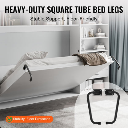 Murphy-sängkit, dubbelstorlek, lyxig gör-det-själv-väggsängs mekanisk hårdvara, pneumatisk spak, kraftig sängramsstöd, fällbart skåp för väggsäng, platsbesparande design för gästrum, enkel att bygga