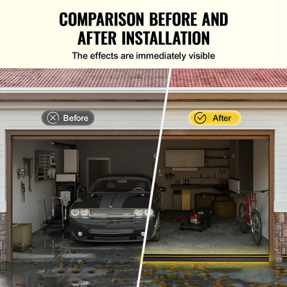 Tätningslist för garageportströskel, 10 fot universal tätningslist för garageportsgolv med självhäftande material, väderbeständig list för garageportsbotten, uppgraderad tjock PVC-tätningslist för hemmafixering, svart
