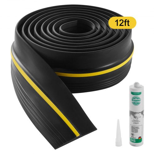 Tätningslist för garageportströskel, 12 fot universal tätningslist för garageportsgolv med självhäftande material, väderbeständig list för garageportsbotten, uppgraderad tjock PVC-tätningslist för hemmafixering, svart