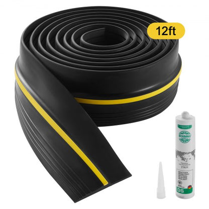 Tätningslist för garageportströskel, 12 fot universal tätningslist för garageportsgolv med självhäftande material, väderbeständig list för garageportsbotten, uppgraderad tjock PVC-tätningslist för hemmafixering, svart