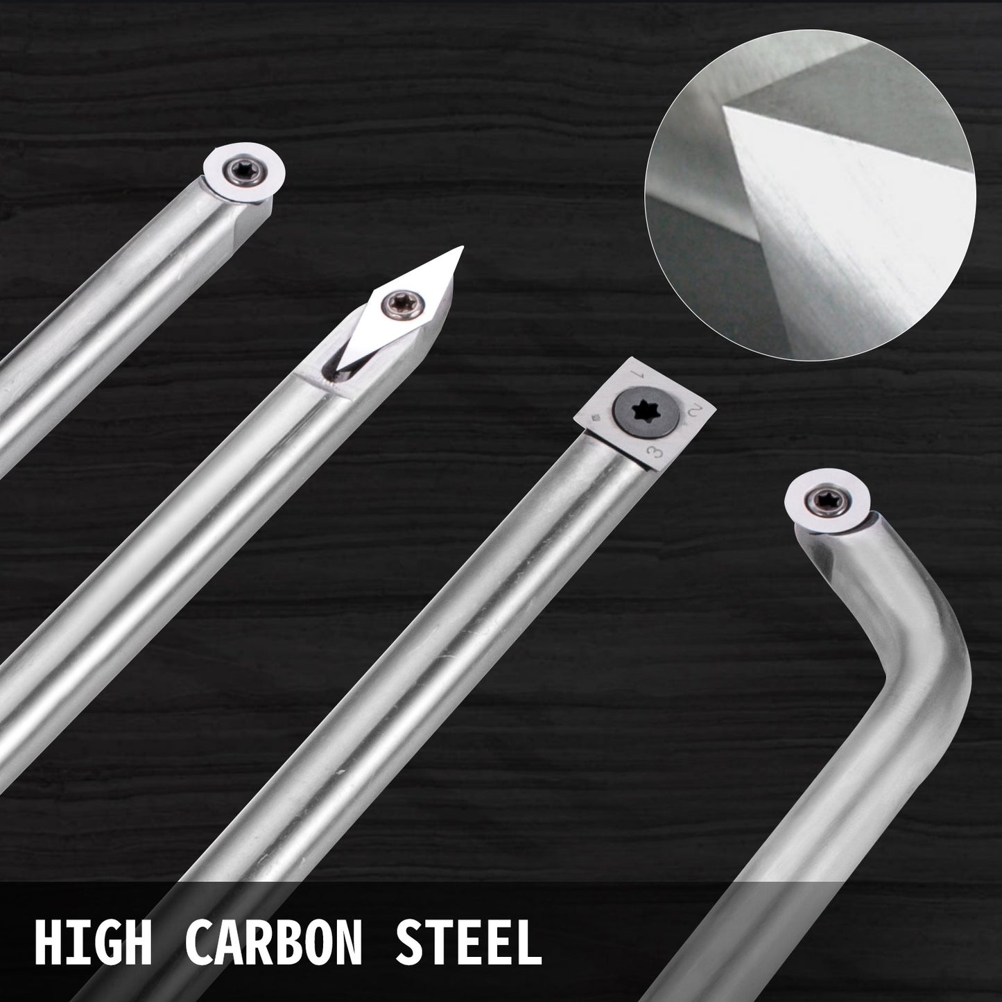 Träsvarvverktyg för svarv 4-delars set, hårdmetallsvarvverktyg med diamantform, runda, fyrkantiga skärare utbytbara svarvmejslar med grepphandtag svarvverktyg för hantverk gör-det-själv-hobbyister