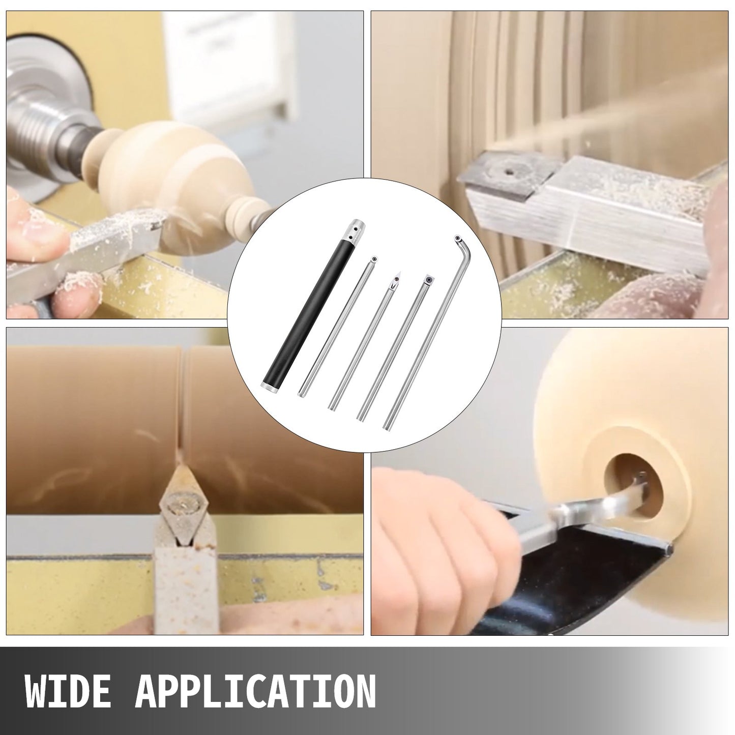 Träsvarvverktyg för svarv 4-delars set, hårdmetallsvarvverktyg med diamantform, runda, fyrkantiga skärare utbytbara svarvmejslar med grepphandtag svarvverktyg för hantverk gör-det-själv-hobbyister