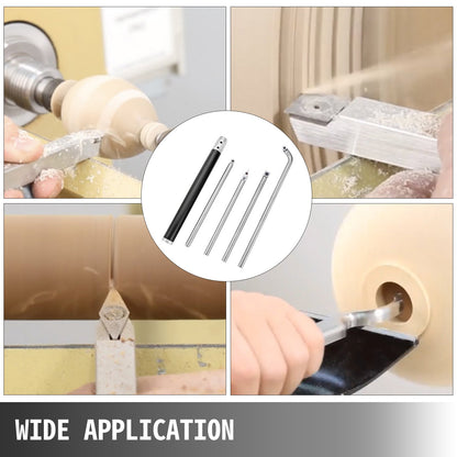 Träsvarvverktyg för svarv 4-delars set, hårdmetallsvarvverktyg med diamantform, runda, fyrkantiga skärare utbytbara svarvmejslar med grepphandtag svarvverktyg för hantverk gör-det-själv-hobbyister