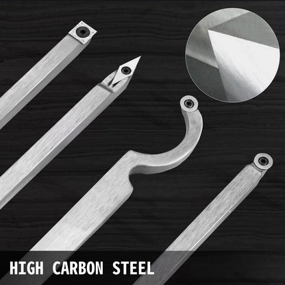 Träsvarvverktyg för svarv 4-delars set, hårdmetallsvarvverktyg med diamantform, runda, fyrkantiga skärare, svarvmejslar med bekväma grepphandtag, svarvverktyg för hantverk, gör-det-själv-hobbyister