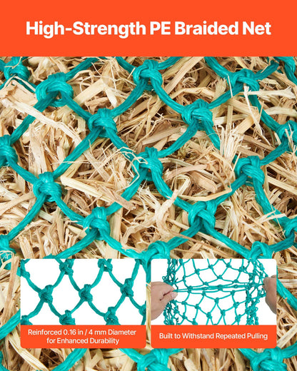 Hay Nets for Horses, 4PCS, 0.9 m Extended Length, 38 x 38 mm Holes, PE Material, with Four Carabiner Hooks, Hanging Slow Feed Hay Nets for Horses, Sheep, Cattle, Alpacas, and Livestock