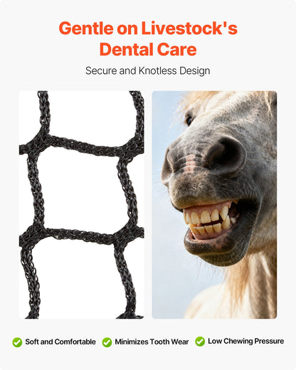 Round Bale Hay Net, 1.8 x 1.8 x 1.8 m, 42 x 42 mm Holes, PE Material, Knotless Design, with Zip Ties, Needle Shuttle, Repair Twine and Storage Bag, Slow Feeder Round Bale Net for Horses