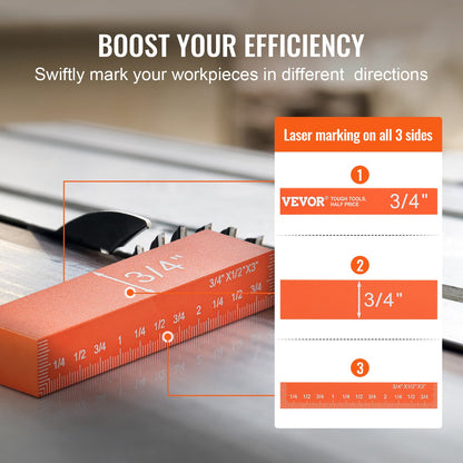 Setup Blocks Träbearbetningsverktyg, 16-delars precisionshöjdmätblockssats, med tydligt lasergraverade storleksmarkeringar och förvaringsfodral, monteringslister i aluminium för fräs- och bordsågstillbehör