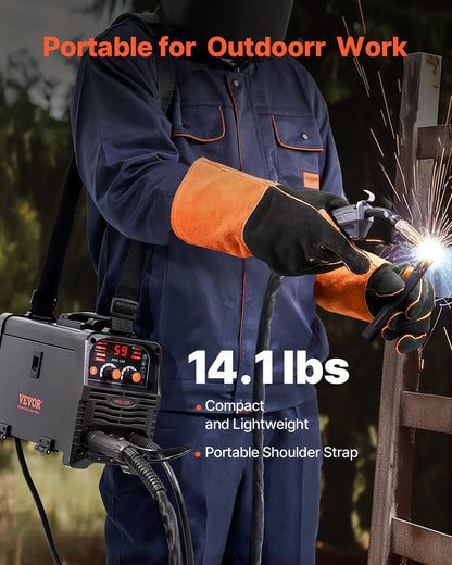 MIG-svets, 130 Amp synergisk MIG-svetsmaskin, 3-i-1 MIG/Stick/Lift TIG multiprocesssvetsmaskin med flusskärna, bärbar MIG-svets med IGBT-inverterteknik och digital skärm