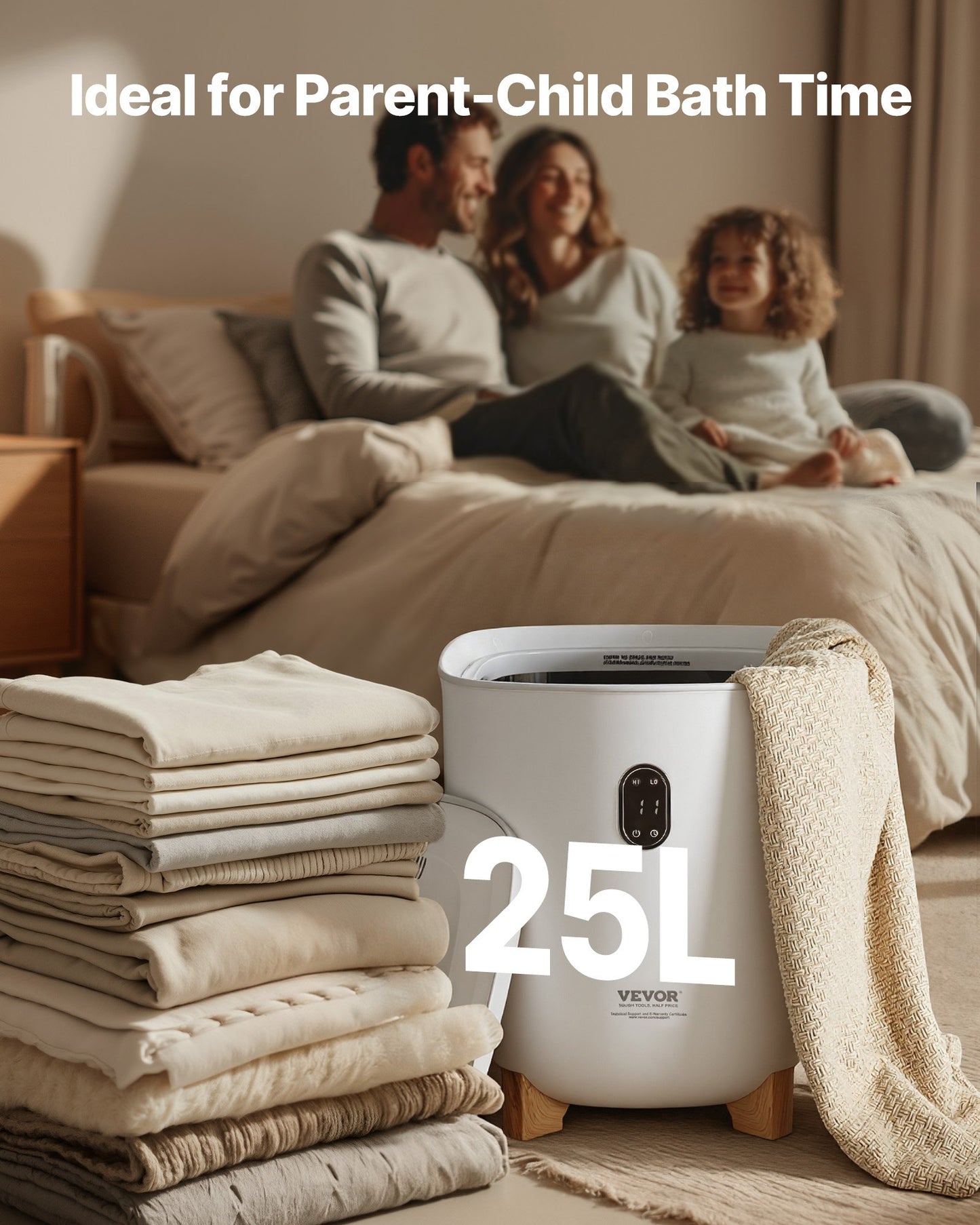 Handduksvärmare för badrum, 25 liters handduksvärmarhink med automatisk avstängning för spa. Rymmer upp till 5 stora badhanddukar, filtar, kläder, badrockar, pyjamasar och mer.