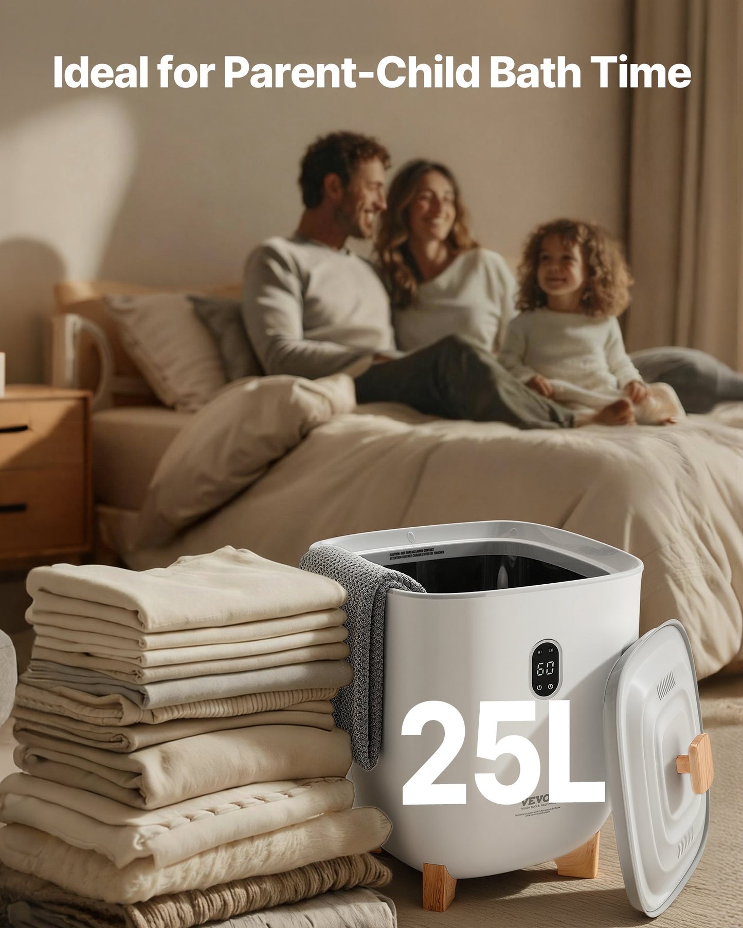 Handduksvärmare för badrum, 25 liters handduksvärmarhink med automatisk avstängning för spa. Rymmer upp till 5 stora badhanddukar, filtar, kläder, badrockar, pyjamasar och mer.