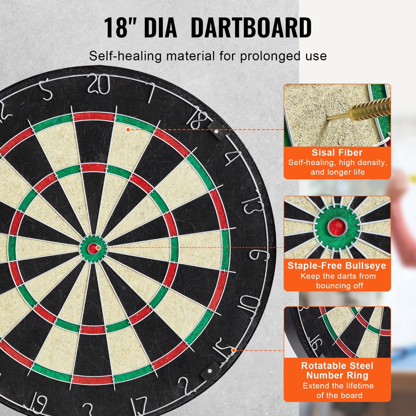 Darttavla och skåpset, spelklart paket Darttavlaskåpset i officiell storlek, Dartskåp i stålspets, Enkel montering, Komplett med alla tillbehör, Perfekt för cricketmatcher