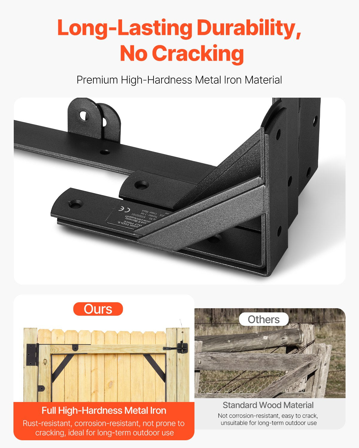 Hörnfäste för grind, grindramsfäste med anti-sack, grindramsfäste med spärrlina, spärrlås, för skjulportar, inhägnader, uppfarter, träfönster, järn, svart