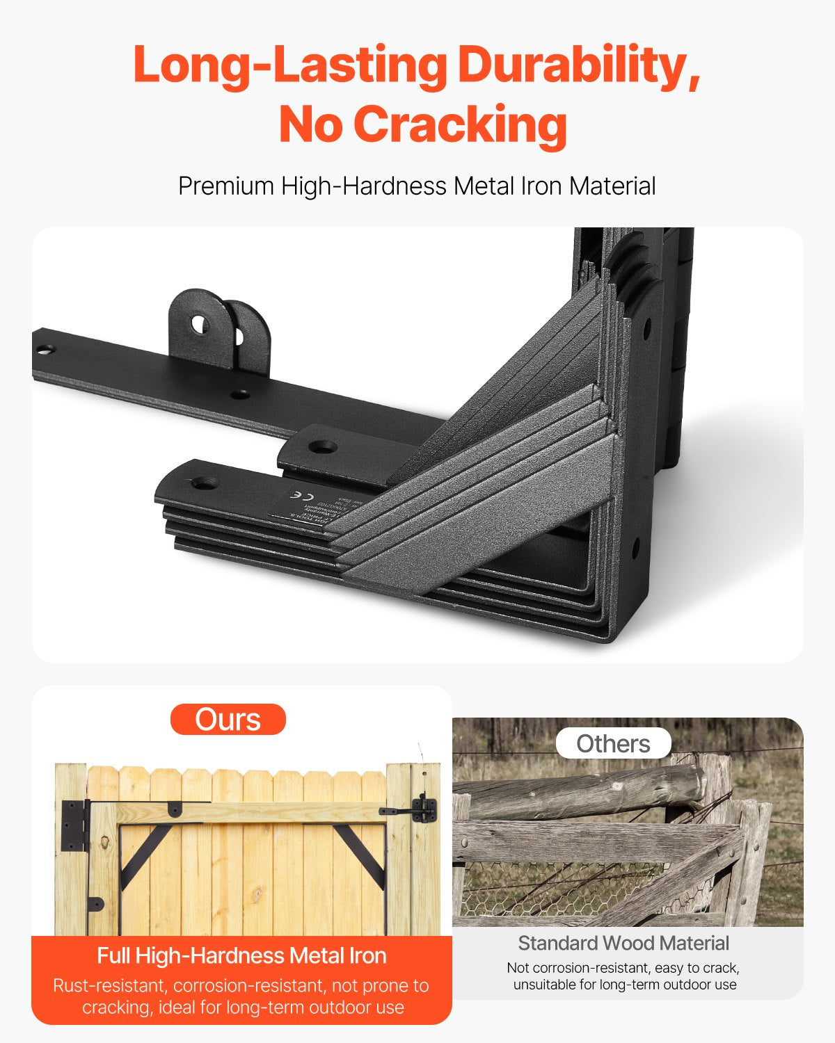 Gate Corner Brace Bracket, 2 Sets, Anti Sag Gate Frame Hardware Kit, Gate Frame Brace Bracket with Latch Lock, Screws, for Shed Doors, Corral Gates, Driveway Gates, Wood Windows, Iron, Black