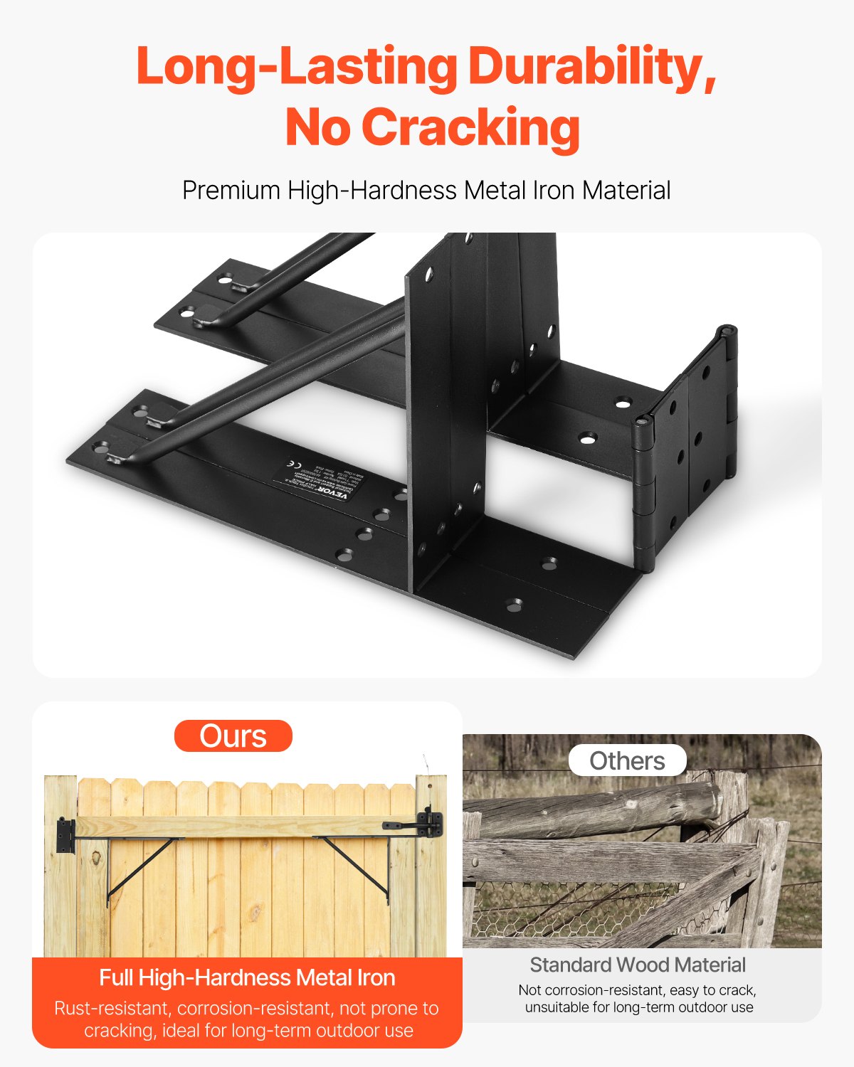 Hörnfäste för grind, Anti-Sag Grindramsbeslagsats, Grindramfäste med spärr, Spärrlåsrep, För Skjulportar, Fältgrindar, Uppfartsgrindar, Stallgrindar, Järn, Svart