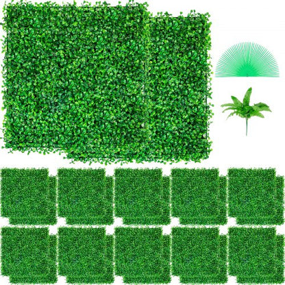 Konstgjord buxbompanel UV 24 st buxbomshäckväggpaneler konstgräs bakgrundsvägg 10"x10" 4 cm grön gräsvägg falsk häck för dekoration avskildhet staket inomhus utomhus trädgård bakgård