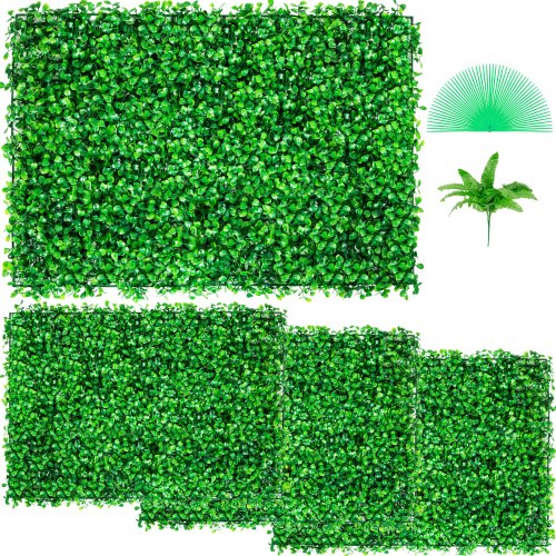 Konstgjord buxbompanel UV 4 st buxbomshäckväggpaneler konstgräs bakgrundsvägg 24x16" 4 cm grön gräsvägg konstgjord häck för dekoration avskildhet staket inomhus utomhus trädgård bakgård