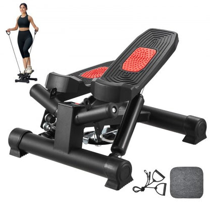 Trappsteg, Mini-step för träning hemma, Hydraulisk fitness-twiststep med motståndsband, Helkroppsträningsutrustning för konditionsträning, Trappklättrare med LCD-skärm, 160 kg lastkapacitet