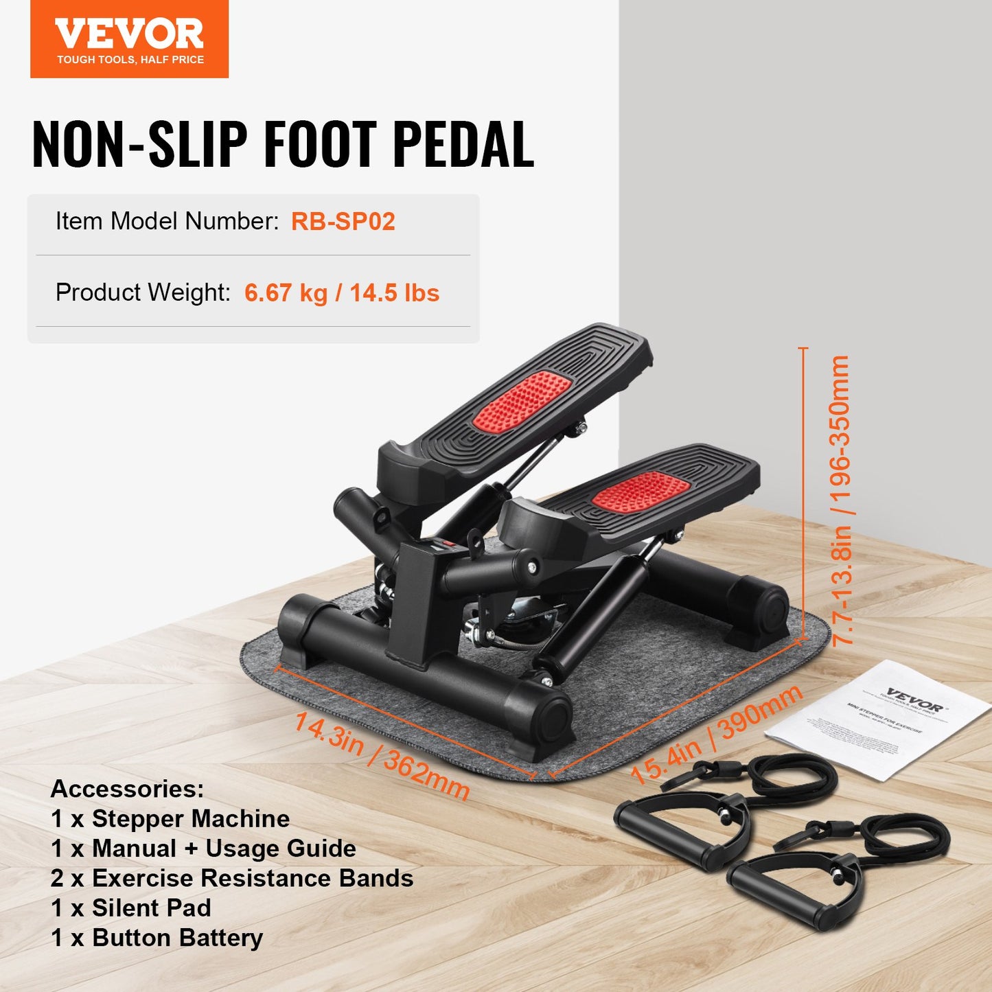 Trappsteg, Mini-step för träning hemma, Hydraulisk fitness-twiststep med motståndsband, Helkroppsträningsutrustning för konditionsträning, Trappklättrare med LCD-skärm, 160 kg lastkapacitet