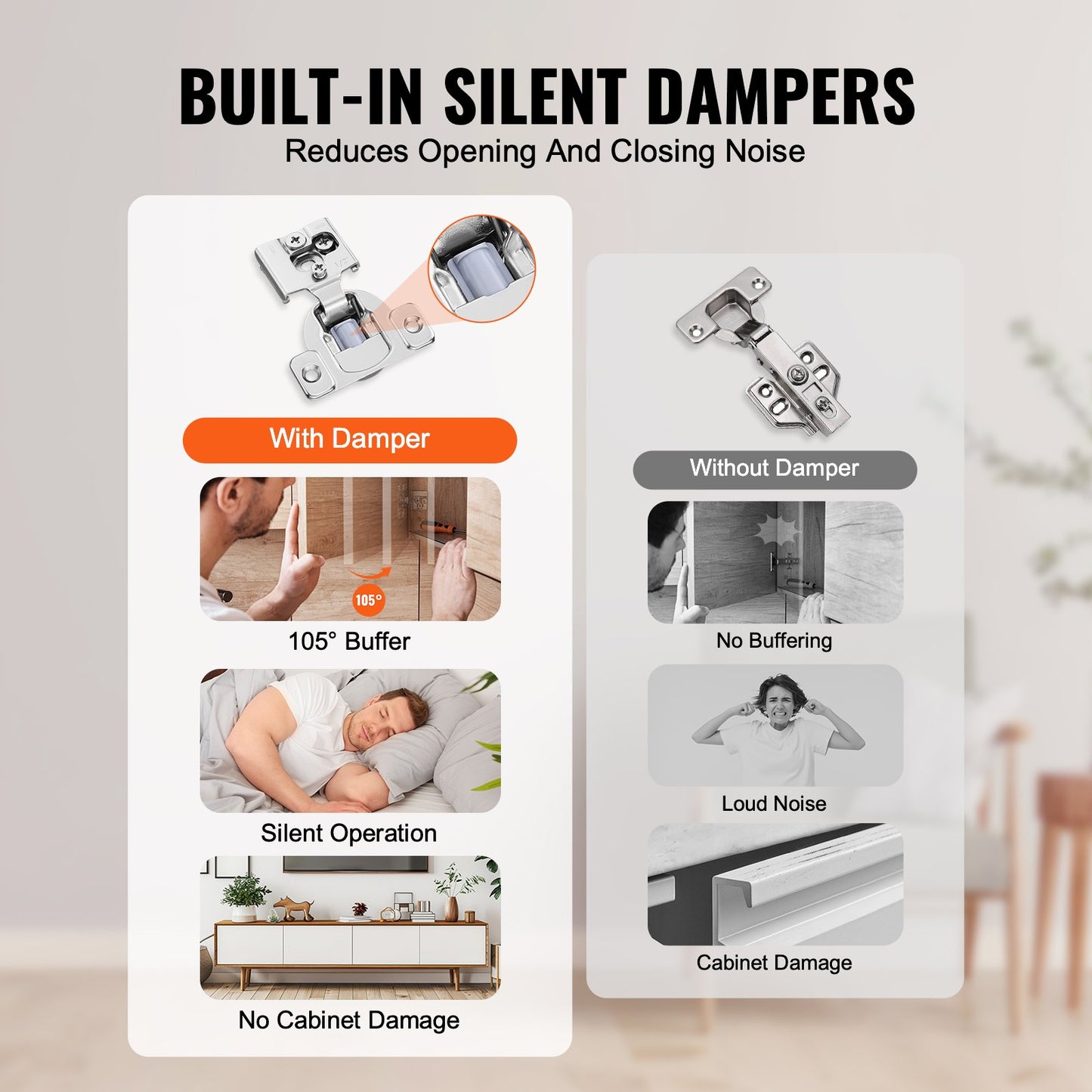 Skåpgångjärn, 50-pack delvis överlagrade köksskåpsdörrgångjärn, 105 graders vinkelöppning, mjukstängande, dolda skåpgångjärn för inramade skåp, med monteringsskruvar