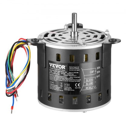 1/5 hk ugnsfläktmotor, 220 V 1,45 ampere, 1100 varv/min 3-växlad, 10 mm axeldiameter, 20 mm axellängd, roterar moturs från axeländen, inkluderar CBB60 8 μF/450 V kondensator