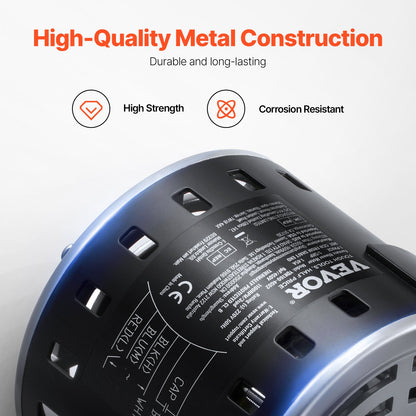 1/5 hk ugnsfläktmotor, 220 V 1,45 ampere, 1100 varv/min 3-växlad, 10 mm axeldiameter, 20 mm axellängd, roterar moturs från axeländen, inkluderar CBB60 8 μF/450 V kondensator