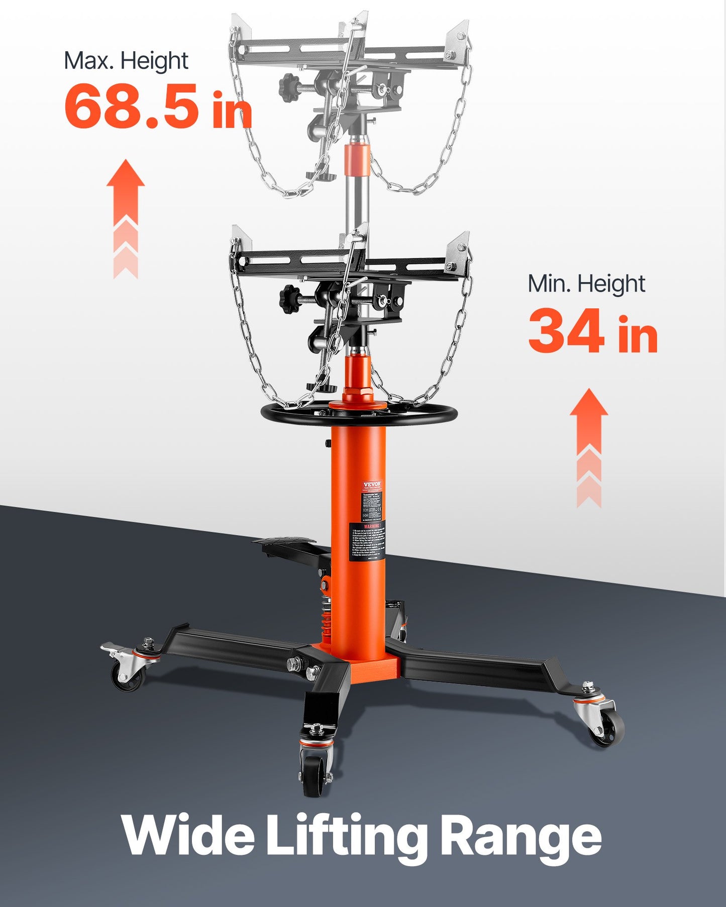 Domkraft, 600 kg hydraulisk teleskopisk domkraft, 81-170 cm höglyftande domkraft med fotpedal, 360° svängbart hjul, hydraulisk domkraft, garage-/butikslyft