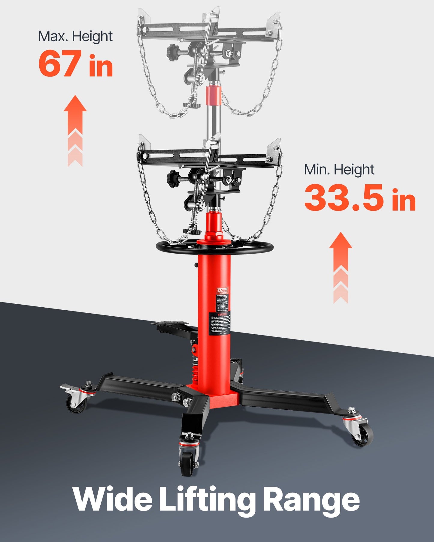 Transmission Jack,0.75 Ton/1660 lbs Capacity Hydraulic Telescopic Transmission Jack, 2-Stage Floor Jack Stand with Foot Pedal, 360° Swivel Wheel, Garage/ Shop Lift Hoist, Red