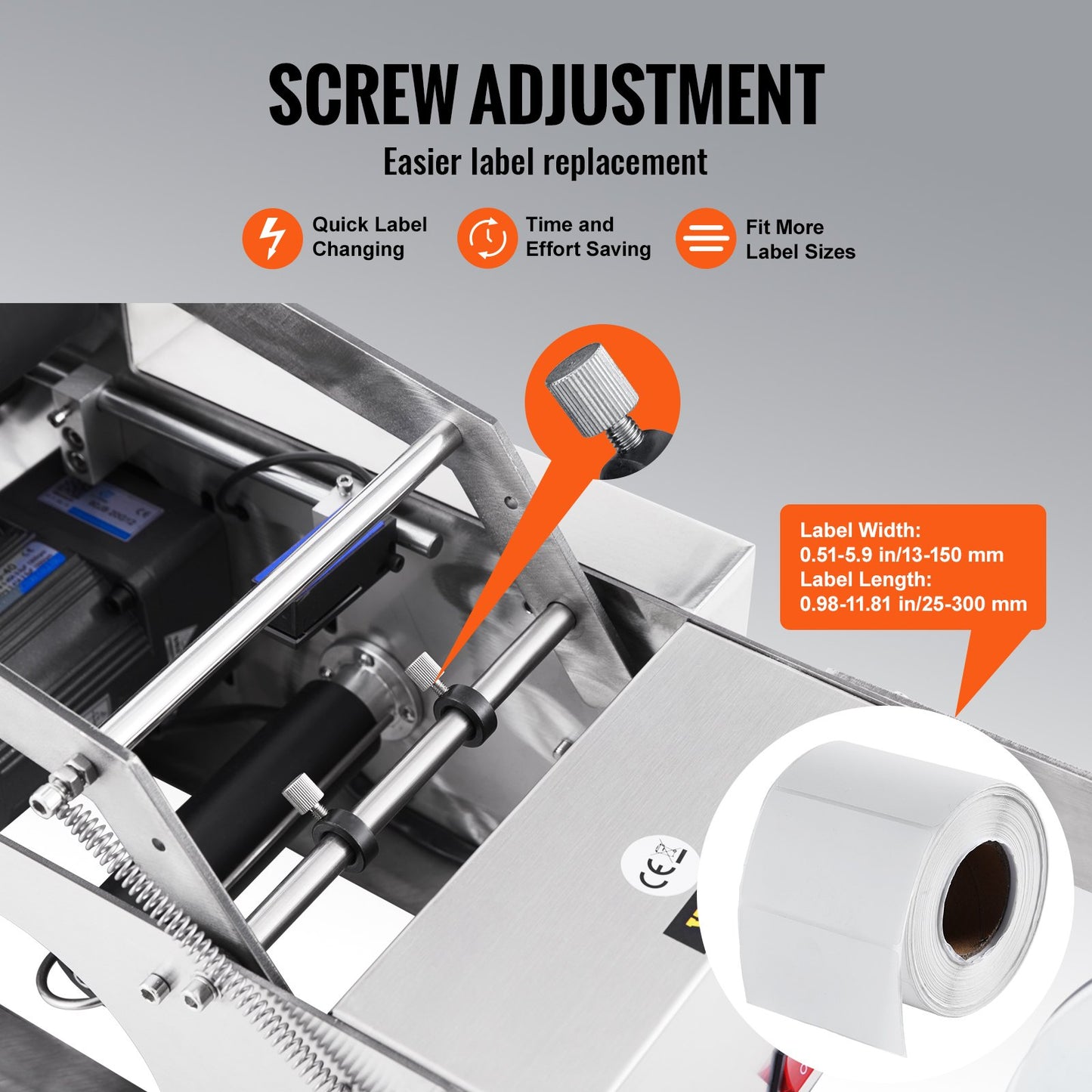 Halvautomatisk rund etiketteringsmaskin, 20-50 st/min, elektrisk etikettapplikator för runda flaskor, etiketteringsmaskin för runda flaskor lämplig för flaskdiameter 0,79-4,72 tum (med pressstång)