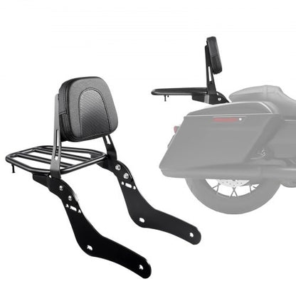 Motorcykelryggstöd Sissy Bar med bagagehylla, kompatibel med Honda Rebel CMX 1100 2021-2022, 445 mm höjd, avtagbart passagerarryggstöd, metallram och läderbakdyna, svart