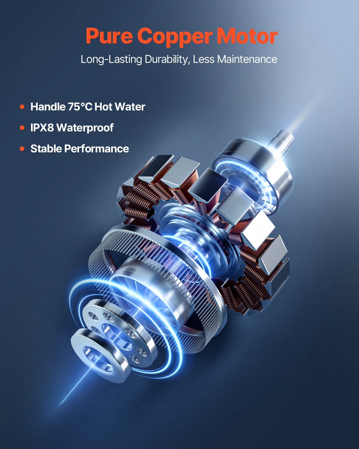 Maceratorpump, 500 W, 6600 l/h flöde, 8 m tryck, macerator avloppspump med 3 vatteninlopp för toalett, källare, kök, handfat, dusch, badkar, avloppsvattenavfallshantering, uppspolningsmaskin