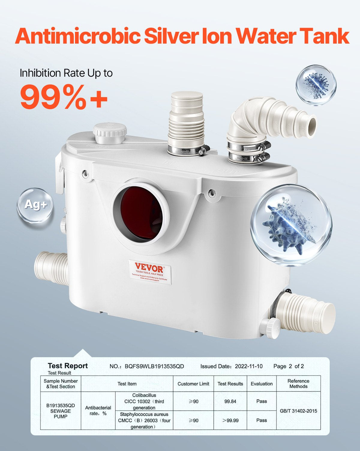 Maceratorpump, 500 W, 110 l/min (29 GPM) flöde, 26 ft/8 m tryck, macerator avloppstoalettpump med 4 vatteninlopp, uppspolningsmaskin för avloppsvattenavfall för toalett, källare, dusch, handfat, tvättstuga, badkar