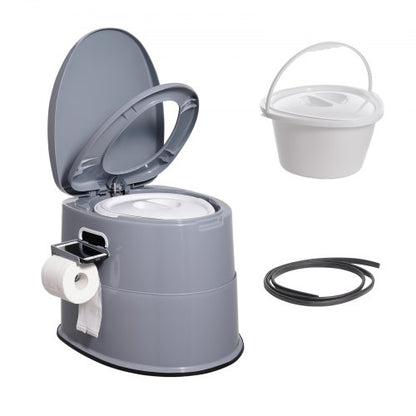 Bärbar toalett för camping, porta potta med 1,3 gallons avtagbar innerhink och avtagbar pappershållare, toalett med dubbla lock, resetoalett för vuxna och barn, utomhuscamping, bil, långa bilresor