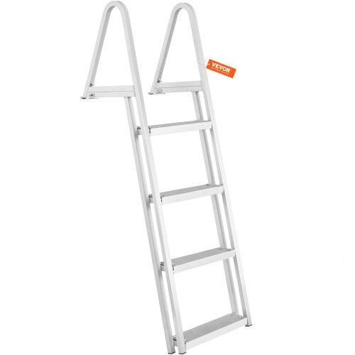 Bryggstege, avtagbara 4 steg, 145 kg lastkapacitet, pontonbåtstege i aluminiumlegering med 10 cm brett steg och halkfri pedal, enkel att installera för ombordstigning på fartyg/sjö/pool/marin