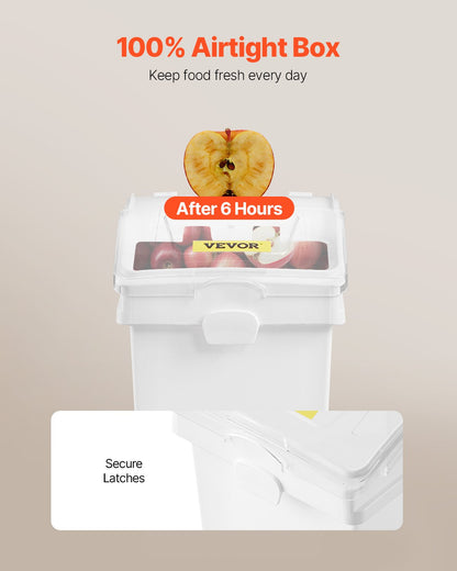 Ingrediensbehållare, ingrediensförvaringsbehållare med kapacitet 20,8 l, mjölbehållare i PP-material på hjul, vit hylla för ingrediensbehållare med skopa och skjutbart lock, kommersiella förvaringsbehållare, 3 st/set