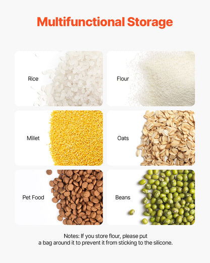 Ingrediensbehållare, ingrediensförvaringsbehållare med kapacitet 33,3 l, mjölbehållare i PP-material på hjul, vit hylla för ingrediensbehållare med skopa och skjutbart lock, kommersiella förvaringsbehållare, 3 st/set