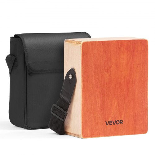Cajon-trumma, med invändiga gitarrsträngar, lätt slagverkslåda i trä, bärbar trumma i björkträ med resväska, justerbar rem, för nybörjare och proffs, 230 x 100 x 280 mm