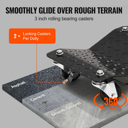 Bilvagn, hjul, däckvagn, 2 st., kraftig skridsko, reparationsvagn, 1360,8 kg