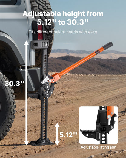 Farm Jack, 91.5 cm Utility High Lift Farm Jack, 3.18 Ton Capacity Ratcheting Off Road Utility Jacks, Heavy-Duty Lift Jacks with 130.1-769.6 mm Lifting Range for Tractor, Truck, SUV