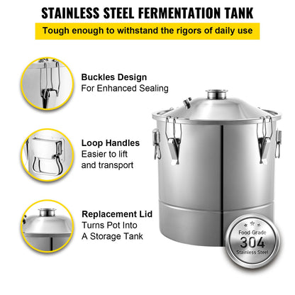 Wine Boiler Stainless Steel Water Alcohol Distiller 13.2 Gallon Alcohol Still 50L Whiskey Distillery Kit Home Moonshine Still with Thermometer and fermentation tank for Alcohol Distilling