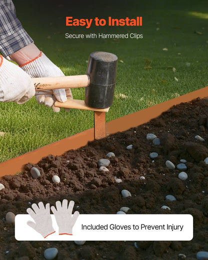 Stålkantlist, 10-pack 40 x 4,5 tum väderbeständig och rostfri metallkantlist, böjbar trädgårdskant, kraftig gräsmatta, rabattgångavdelare