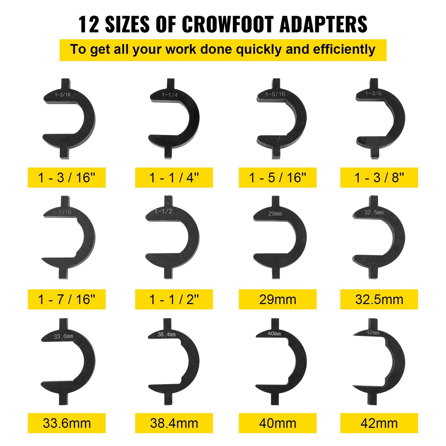 Verktygssats för inre styrstång, 12 delar demonteringsverktyg för styrstång, 12 delar Crowfoot-adaptrar, huvudverktygssats för inre styrstång, 1/2-tums styrstångsverktyg för drivrör, Kraftigt demonteringsverktyg för inre styrstång i stål för Ve