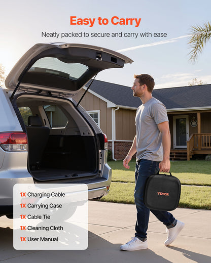 Förlängningskabel för elbilsladdning, 16 Amp 10 m Max 11 kW förlängningssladd kompatibel med alla typ 2 elfordonsladdare, 3-fas AC 480V 50Hz IP65 kraftig billaddningskabel med bärväska