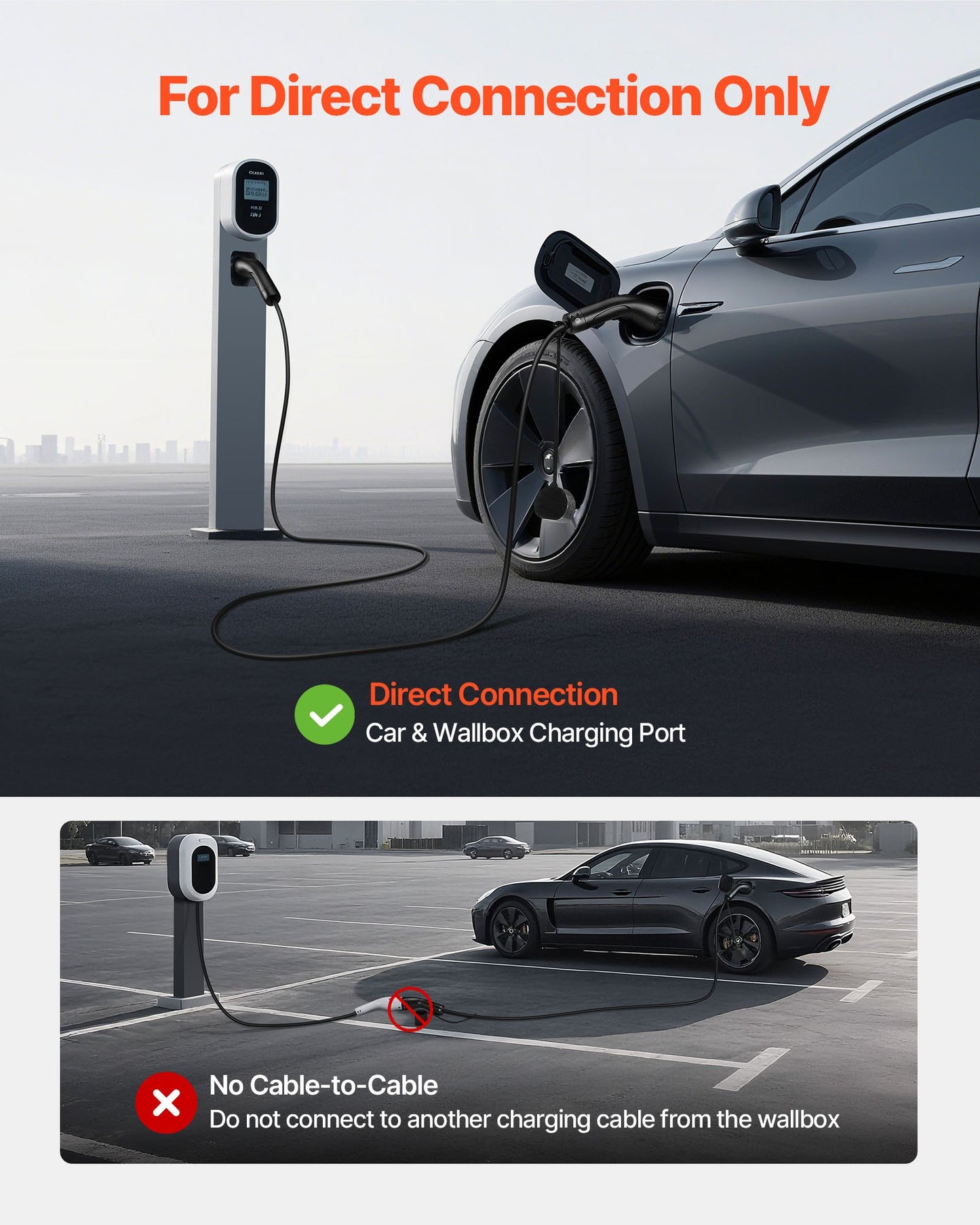 Förlängningskabel för elbilsladdning, 16 Amp 7 m max 11 kW förlängningssladd kompatibel med alla typ 2 elfordonsladdare, 3-fas AC 480V 50Hz IP65 kraftig billaddningskabel med bärväska