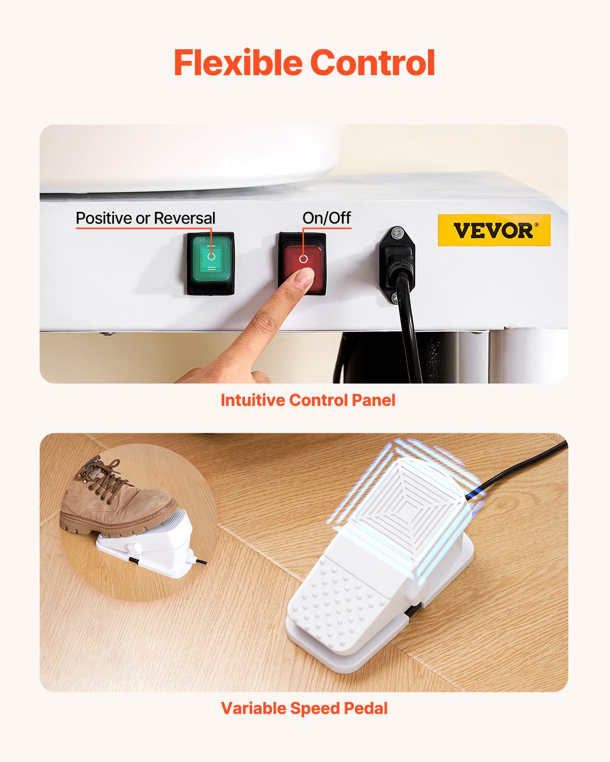 Drejskiva, 28 cm maskin för formning av keramikhjul, justerbar fotpedal med 60-300 varv/min, justerbart lyftben, avtagbart kärl, komplett verktygssats för konsthantverk, gör-det-själv, vit