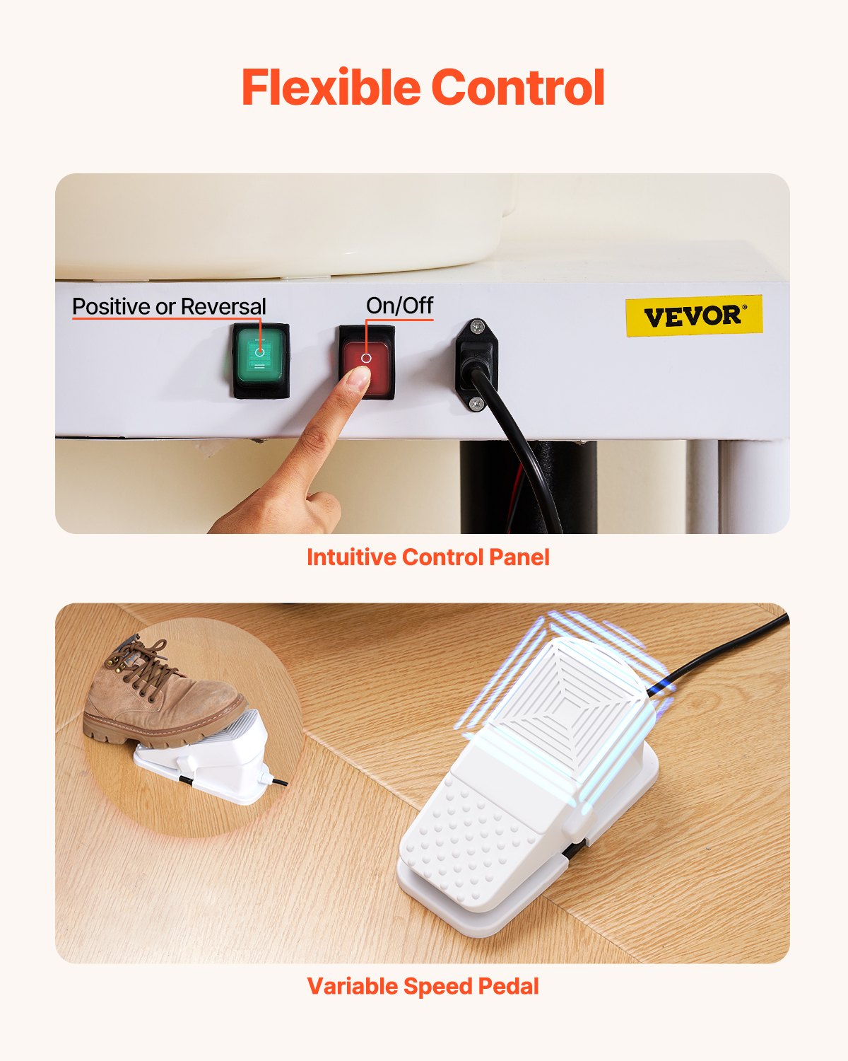 Drejskiva, 35 cm maskin för formning av keramikhjul, justerbar fotpedal med 60-300 varv/min, justerbart lyftben, avtagbart fat, komplett verktygssats för konsthantverk, gör-det-själv, vit