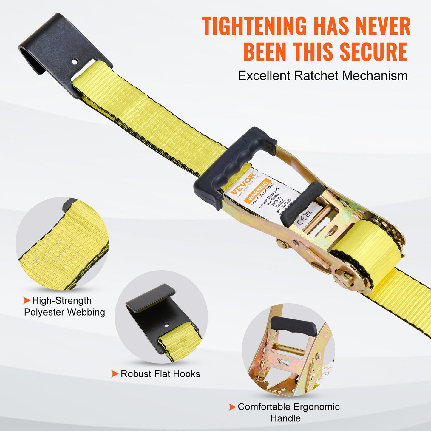 Spärrband (10-pack), 10000 lb brottstyrka, ändlös spärr med 10 premium 2" x 30' surrband, kraftiga, spårfjäderbeslag för förflyttning, säkring av last, apparater, motorcykel