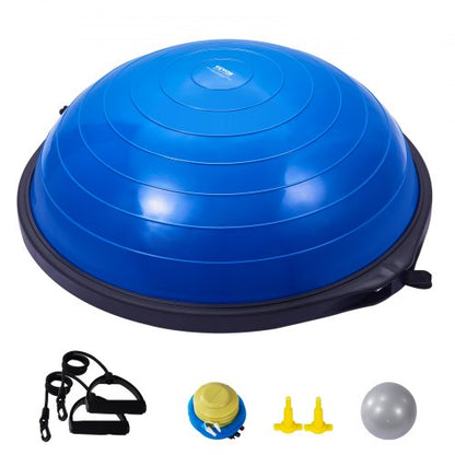 Halv träningsbolltränare, 26 tums balansbolltränare, 1500lbs kapacitet stabilitetsboll, yogaboll med motståndsband och fotpump, styrketräningsboll för hemmagym helkroppsträning, blå